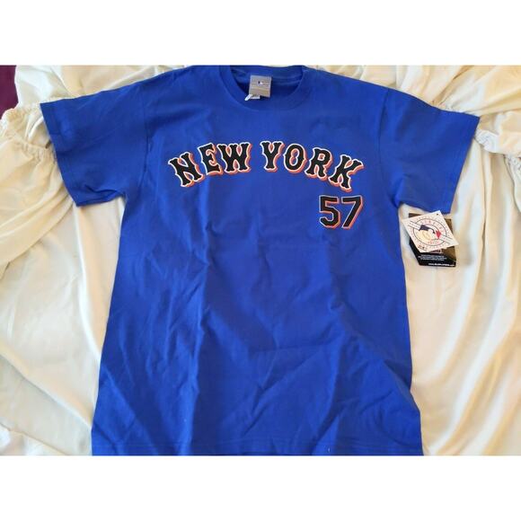 Mens MLB Major League SANTANA 57 Size Med Blue New York Tshirt - Picture 3 of 10